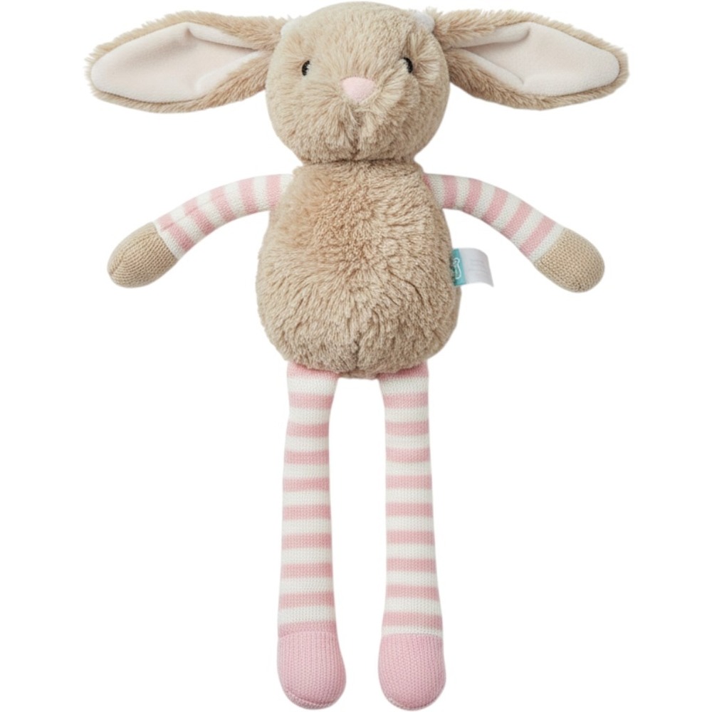 Manhattan Toy Co Bunny Plush Tan Shaggy Rabbit Pink White Striped Legs 155735